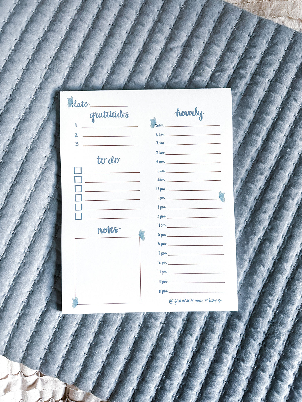 Butterfly Weekly Planner - Francois New Orleans