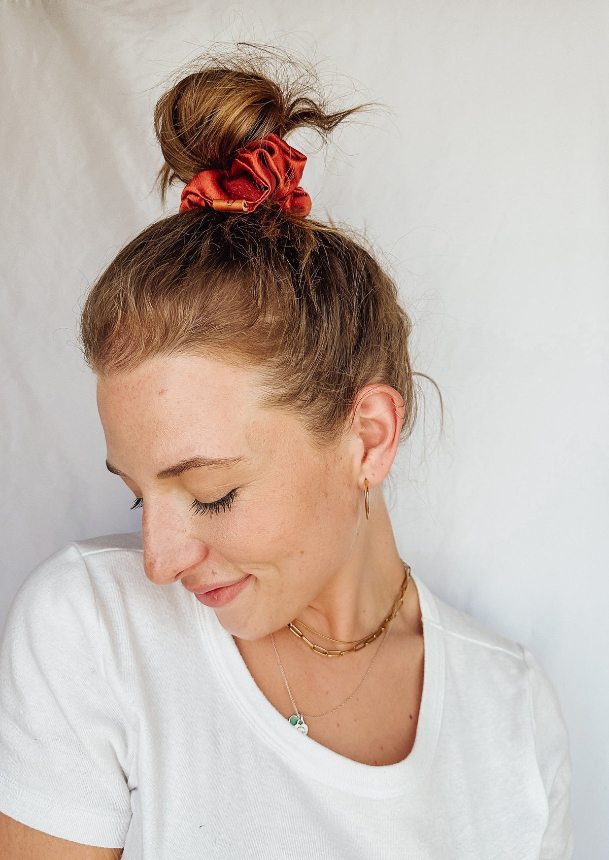 Lily Satin Scrunchie - Rust - Francois New Orleans