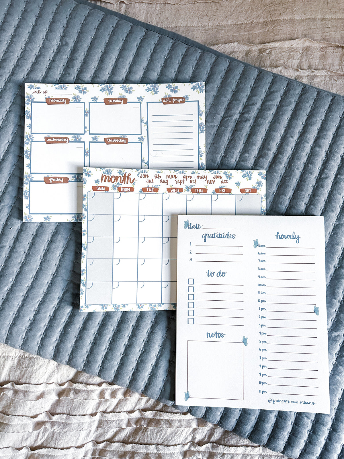 Francois New Orleans Floral and Butterfly Planner Collection - Monthly, Weekly, and Daily