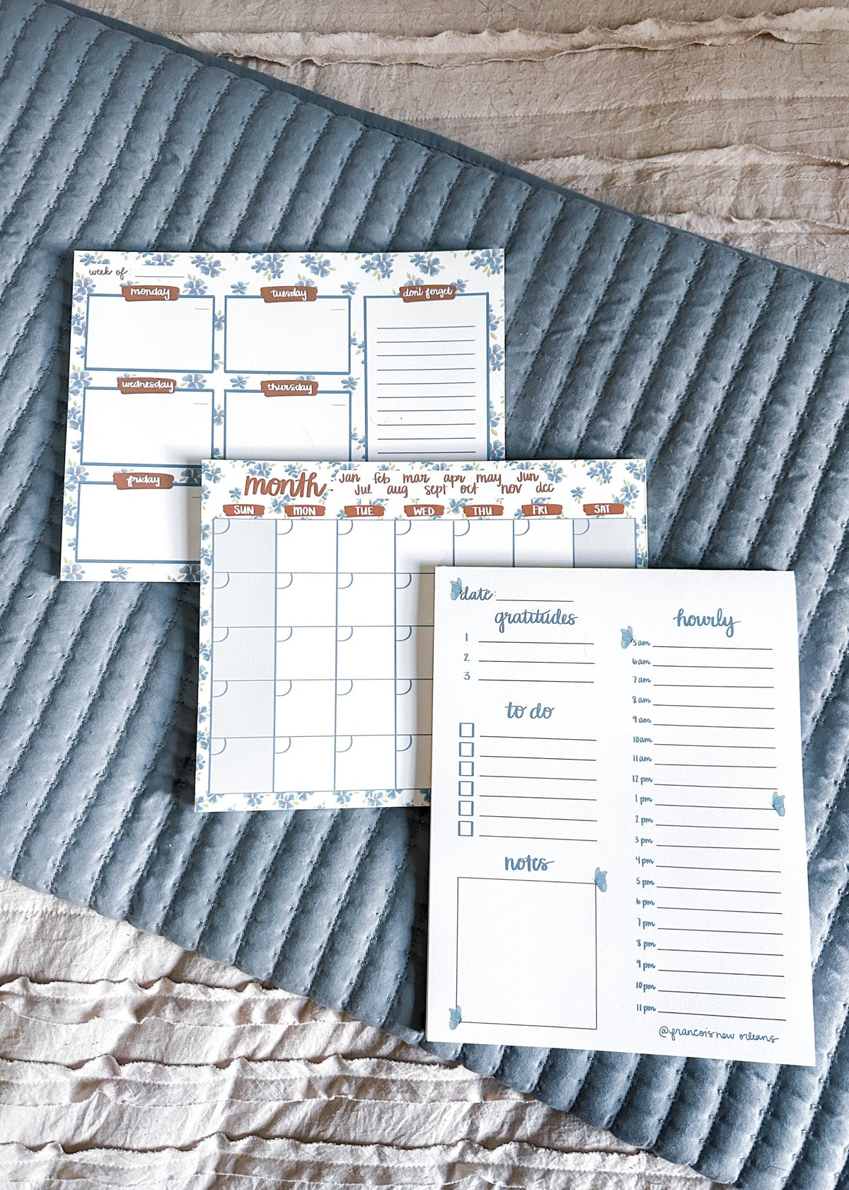 Francois New Orleans Floral and Butterfly Planner Collection - Daily, Weekly, Monthly